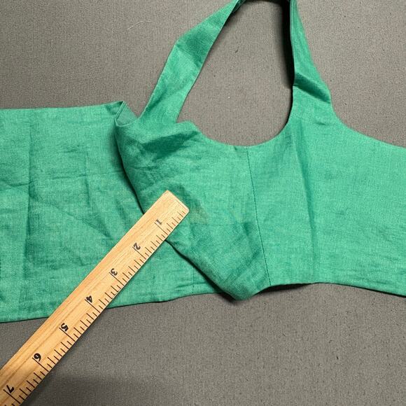 SALONI Square Seams Choli Top Washed‎ Green Linen Crop in Green Size US 0/ UK 4 - Picture 10 of 15